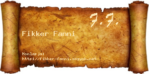 Fikker Fanni névjegykártya